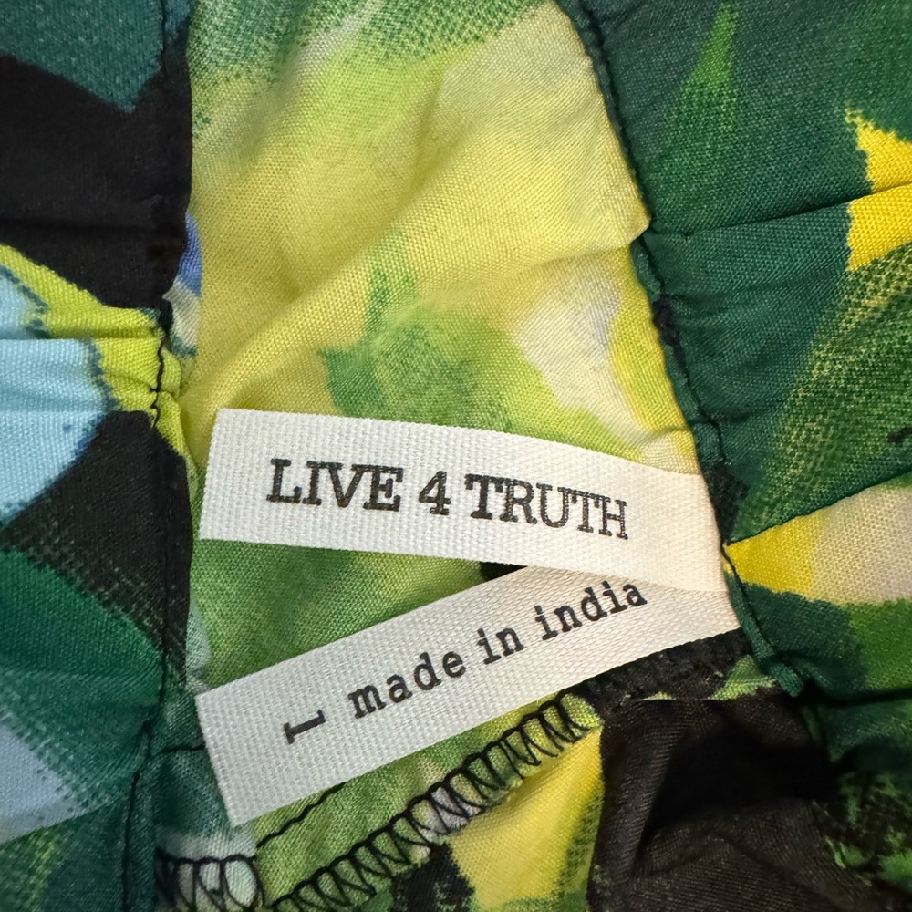 Live 4 Truth Tropical Palm Print Wide Leg Pants Size Large Green Resort Vacation - Picture 6 of 6